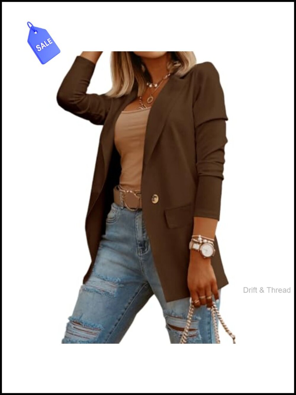 Womens Long Sleeve Knit Blazer Open Front Business Casual Work Jacket